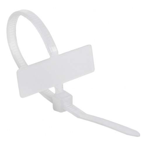 Хомут с площадкой под маркер 200x2,5мм белый (уп.100 шт.)