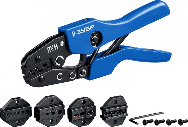 Пресс-клещи ЗУБР в наборе с пятью матрицами 45455