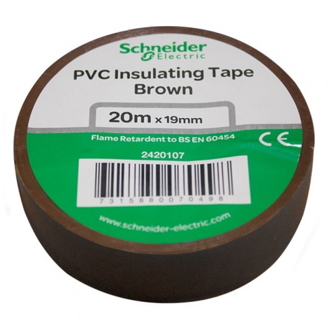 Изолента ПВХ Schneider Electric 19мм х 20 метров коричневая