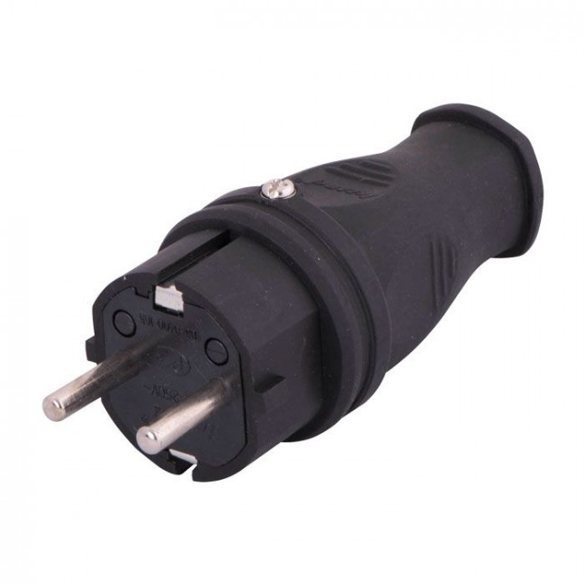 Электрическая вилка каучуковая 16 А с заземлением Электрическая вилка каучуковая 16 А с заземлением