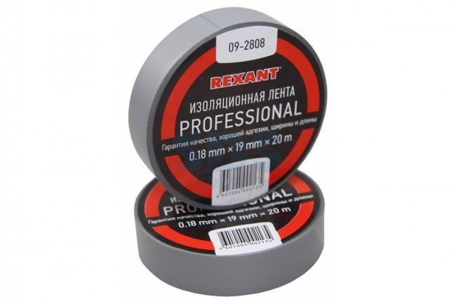 Изолента Rexant PROFESSIONAL 19мм х 20 метров (-10°С до +70°С) серая Изолента Rexant PROFESSIONAL 19мм х 20 метров (-10°С до +70°С) серая