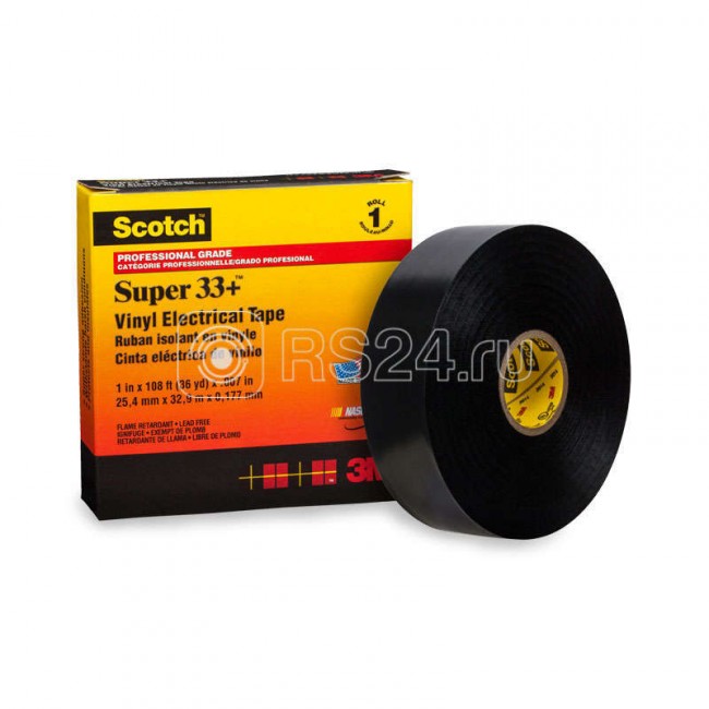 Изолента ПВХ 3M Scotch Super 33+ черная 38мм х 33 метра