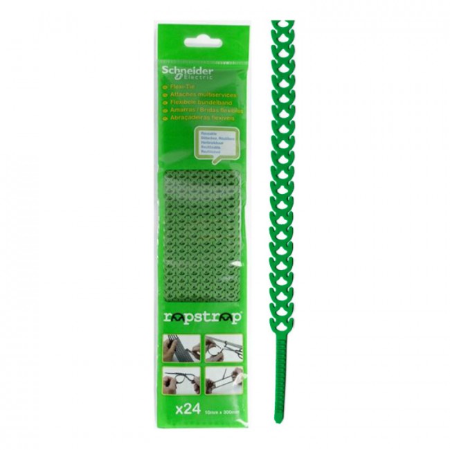 Многоразовая кабельная стяжка Schneider Electric RAPSTRAP 10х300мм зеленая (упак.24шт)