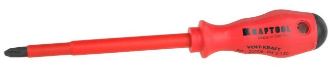 Диэлектрическая отвертка KRAFTOOL VOLT-KRAFT 25006-3-150 Диэлектрическая отвертка KRAFTOOL VOLT-KRAFT 25006-3-150