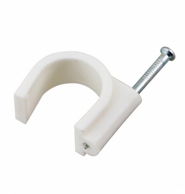 Скоба пластиковая с гвоздем, д.15 - 16мм (200 шт)